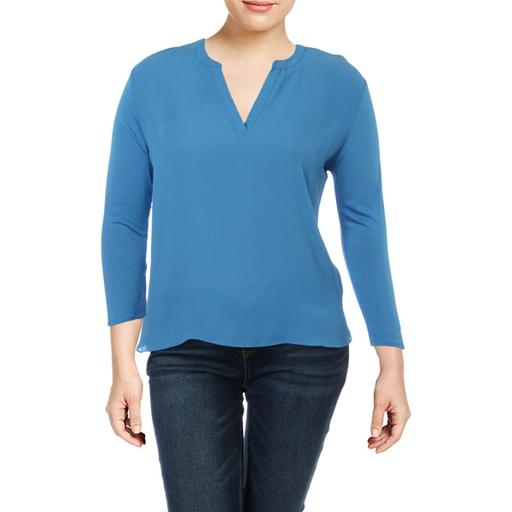 Blusa feminina com decote dividido da INC International Concepts, azul, tamanho pequeno, extragrande