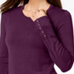 JM Collection Suéter Feminino com Punho Enfeitado Roxo Tamanho Pequeno Médio