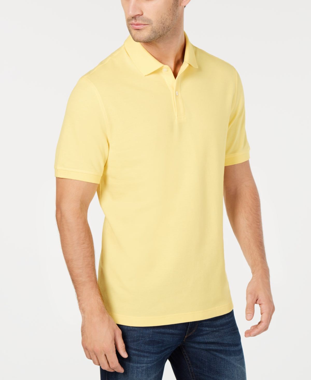 Club Room Polo Masculino Classic Fit Performance Stretch Amarelo Tamanho Grande