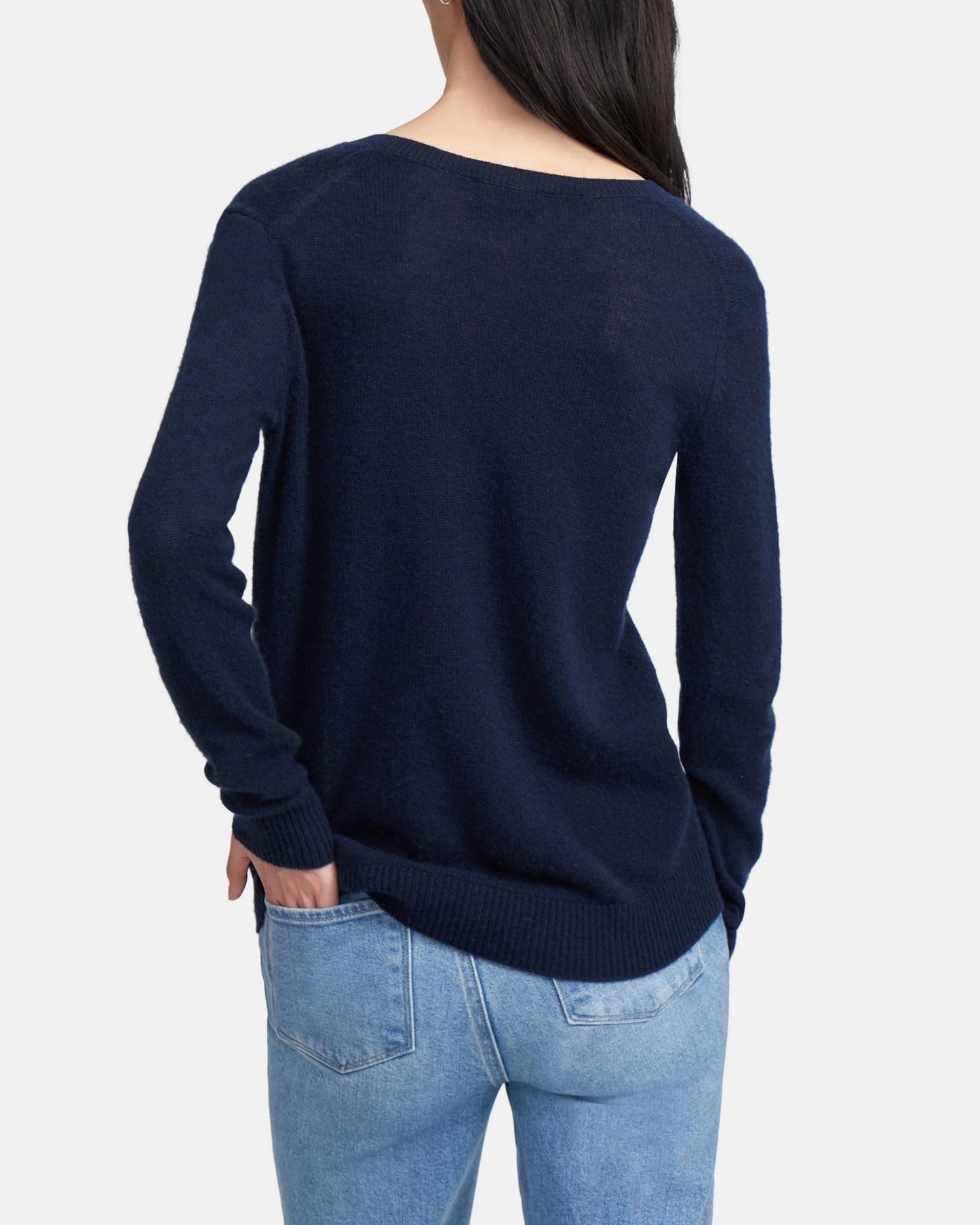 Suéter feminino Charter Club Pure Cashmere com decote em V, azul-marinho, tamanho X-S