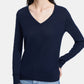 Suéter feminino Charter Club Pure Cashmere com decote em V, azul-marinho, tamanho X-S
