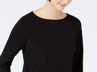 Charter Club Women's Tie Detail Sweater Black Size Petite Small