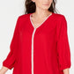 Blusa feminina com bainha em camadas e joias da coleção JM, vermelha, tamanho grande