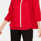 Blusa feminina com bainha em camadas e joias da coleção JM, vermelha, tamanho grande