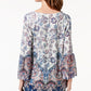 Blusa feminina estampada com manga flare, tamanho X-S