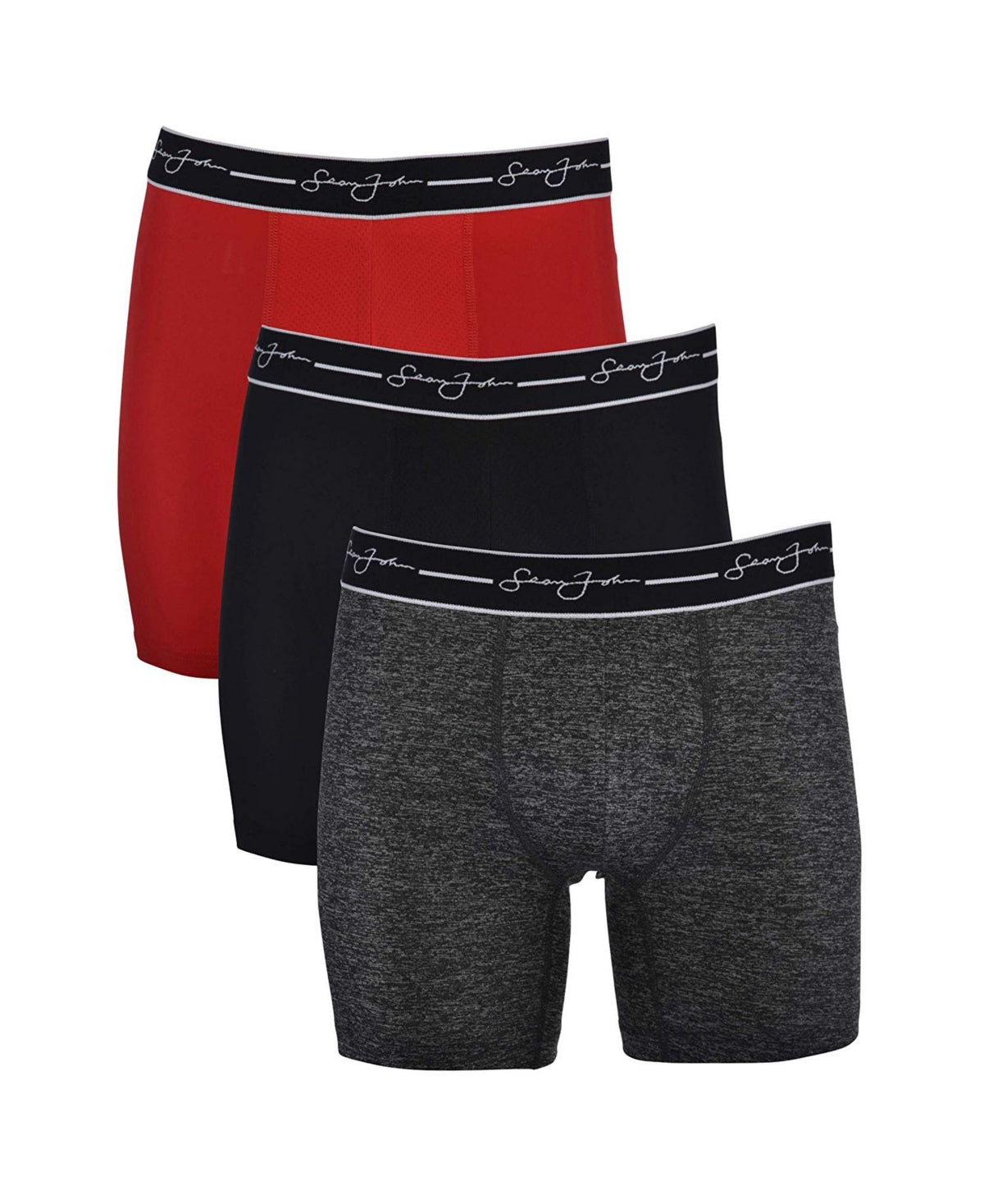 Pacote com 3 cuecas boxer Sean John Performance masculinas, pretas, tamanho pequeno