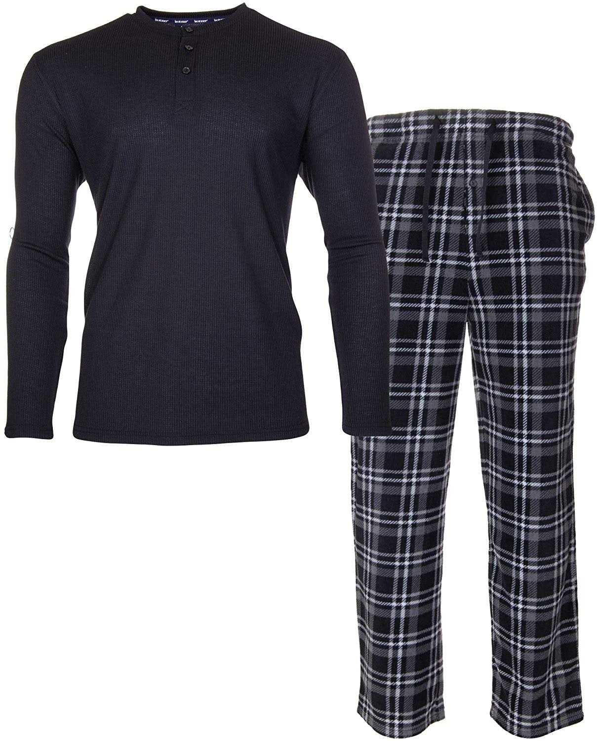 Conjunto de calça térmica masculina Isotoner Signature, preta, tamanho extragrande