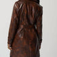 Joseph Ribkoff - Faux Leather Belted Double-breasted Coat