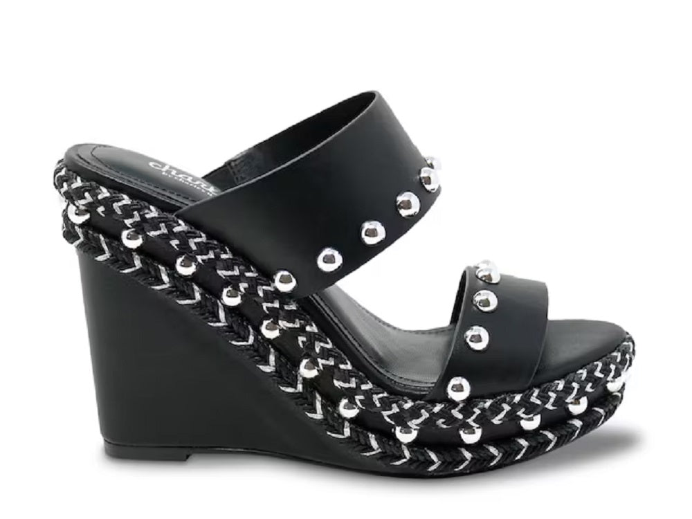 Sandália plataforma feminina Charles By Charles David Humble, preta, tamanho 5 M