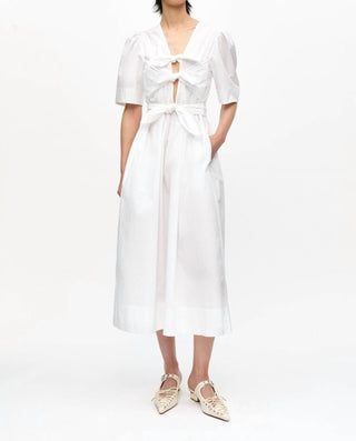 Ganni - Women's Washed Stretch Cotton Tie Strap Midi Dress