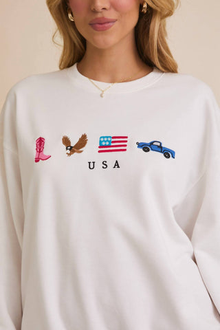 Daisy - All American Embroidered Crewneck Sweatshirt