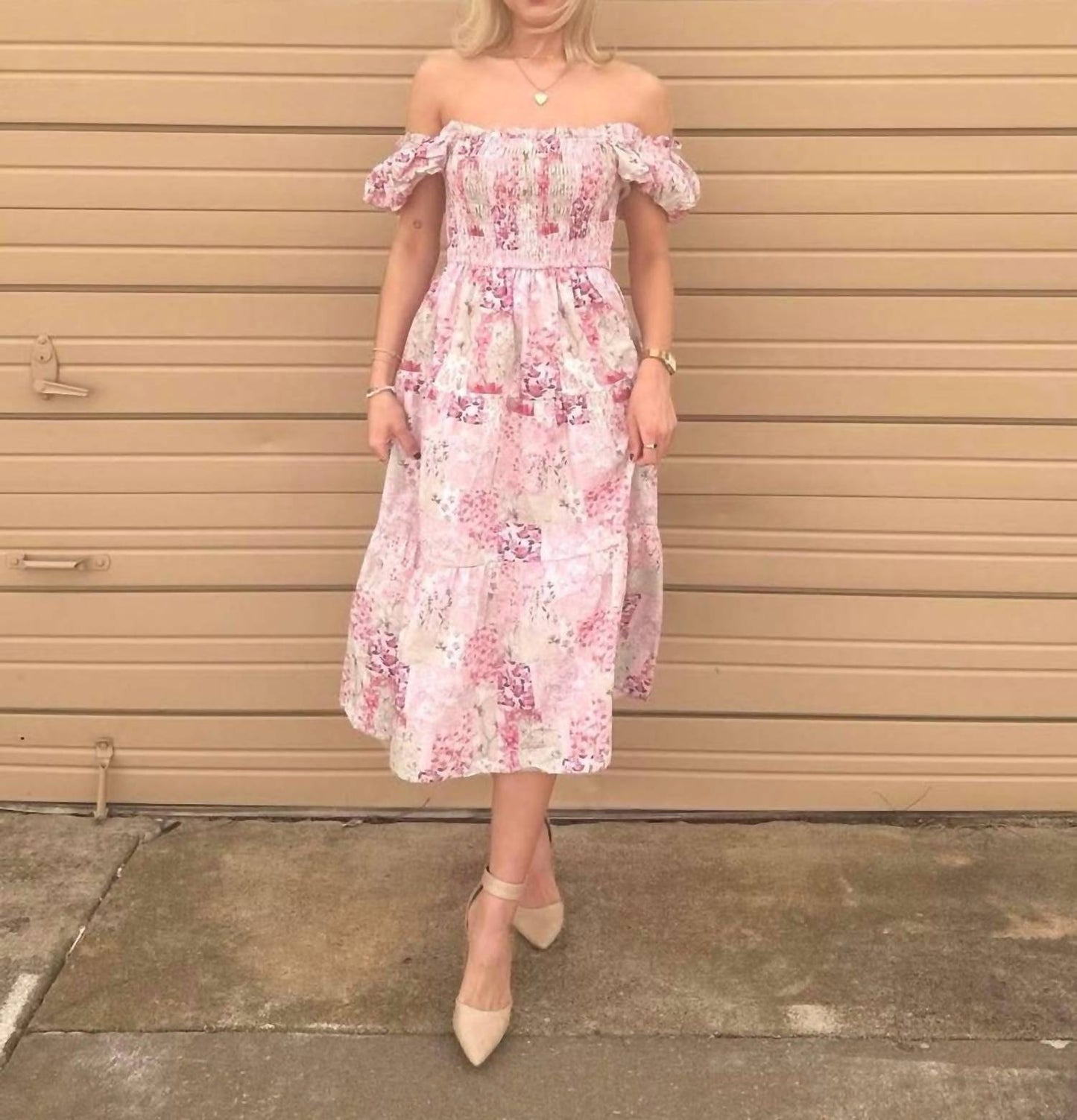Aureum - Abigail Patchwork Tiered Midi Dress
