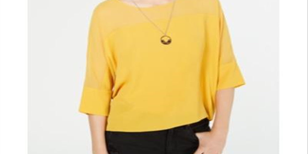 Blusa de crepe boxy com colar BCX Juniors, amarela, tamanho grande