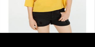BCX Juniors' Crepe Boxy Necklace Top Yellow Size Large