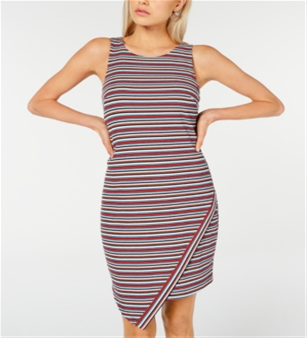 Vestido regata listrado sem mangas feminino BCX azul tamanho extragrande