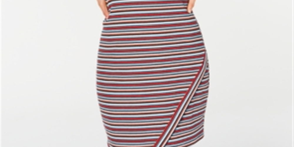 Vestido regata listrado sem mangas feminino BCX azul tamanho extragrande