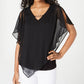 Blusa de chiffon com manga 3/4 sólida BCX Junior, preta, tamanho médio