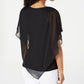 Blusa de chiffon com manga 3/4 sólida BCX Junior, preta, tamanho médio