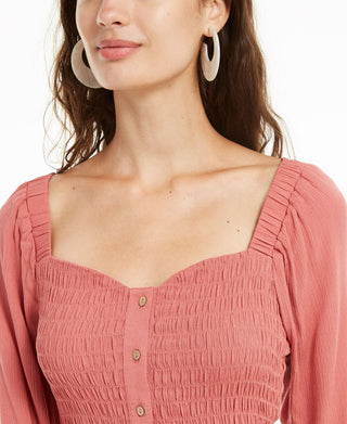 Blusa Sweetheart Smocked Self Esteem Junior's Coral Tamanho Médio