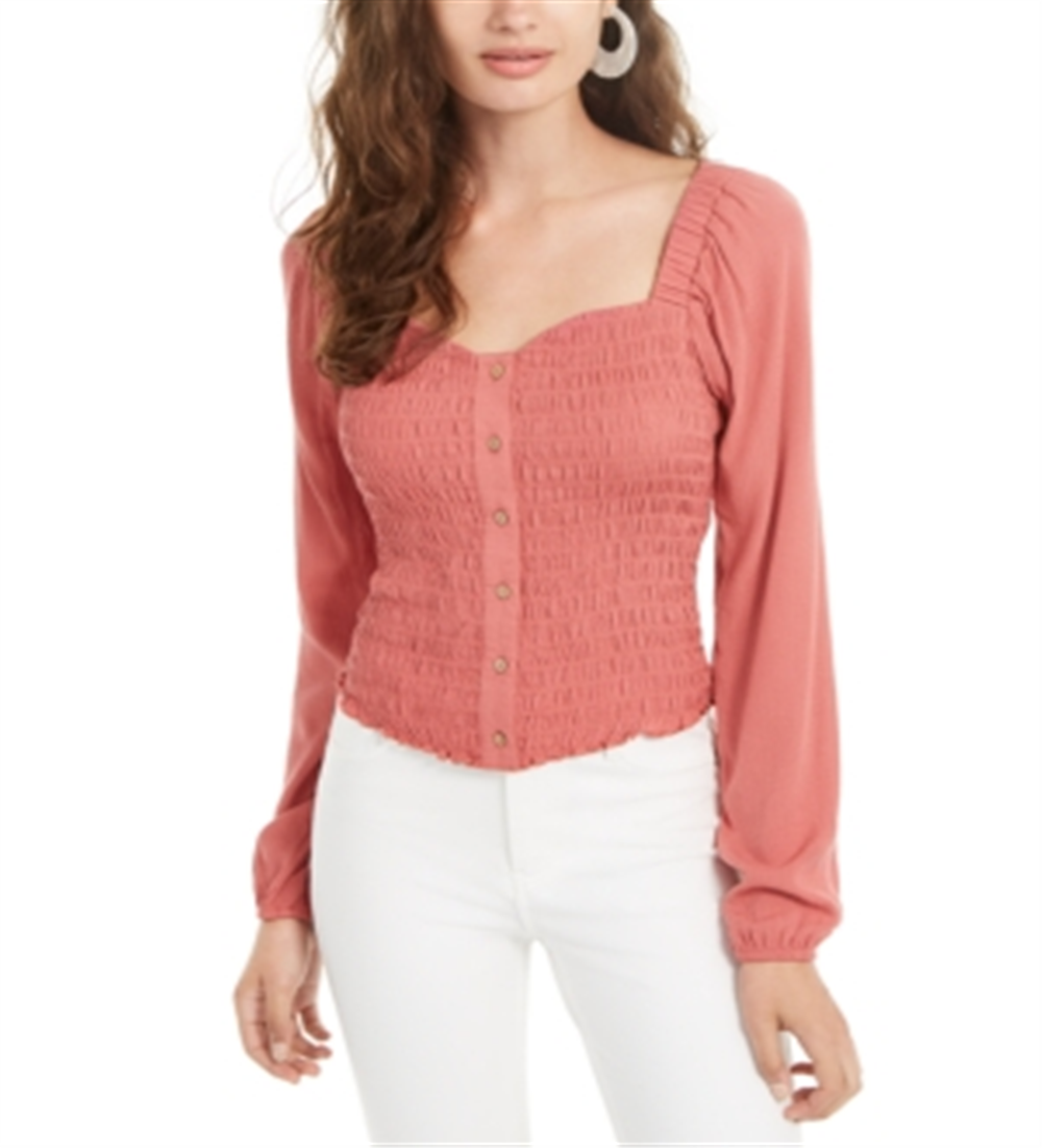 Blusa Sweetheart Smocked Self Esteem Junior's Coral Tamanho Médio