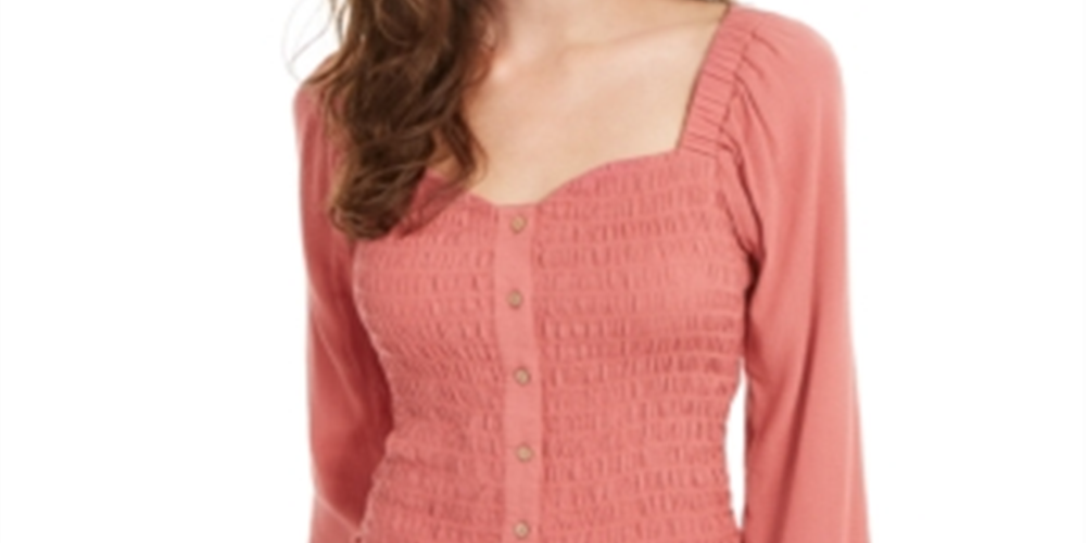 Blusa Sweetheart Smocked Self Esteem Junior's Coral Tamanho Médio