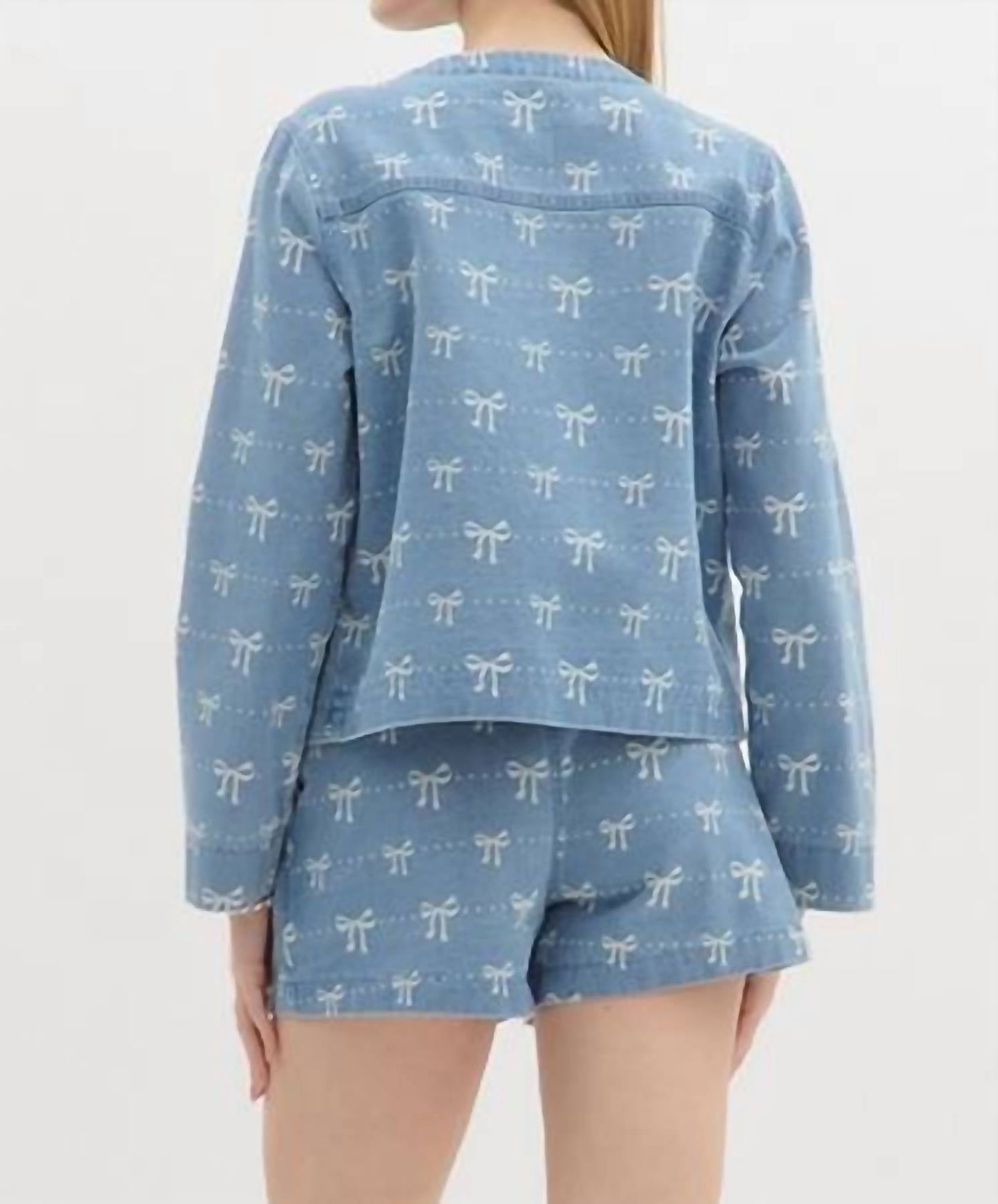 Entro - Bow Pattern Denim Jacket