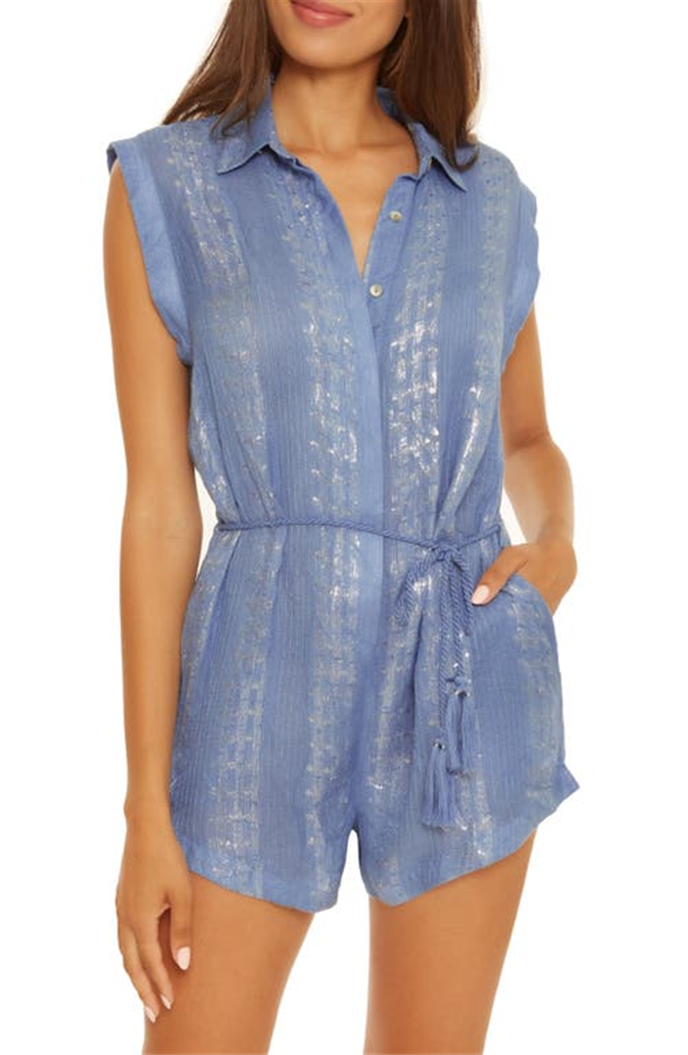 Macacão Villa Feminino Isabella Rose Azul Tamanho Grande