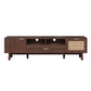 TV Stand for 75" TVs with Soft-Closing Doors and Drop-Down Cabinet