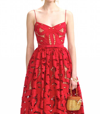 Self-Portrait - Bow Embroidered Midi Dress