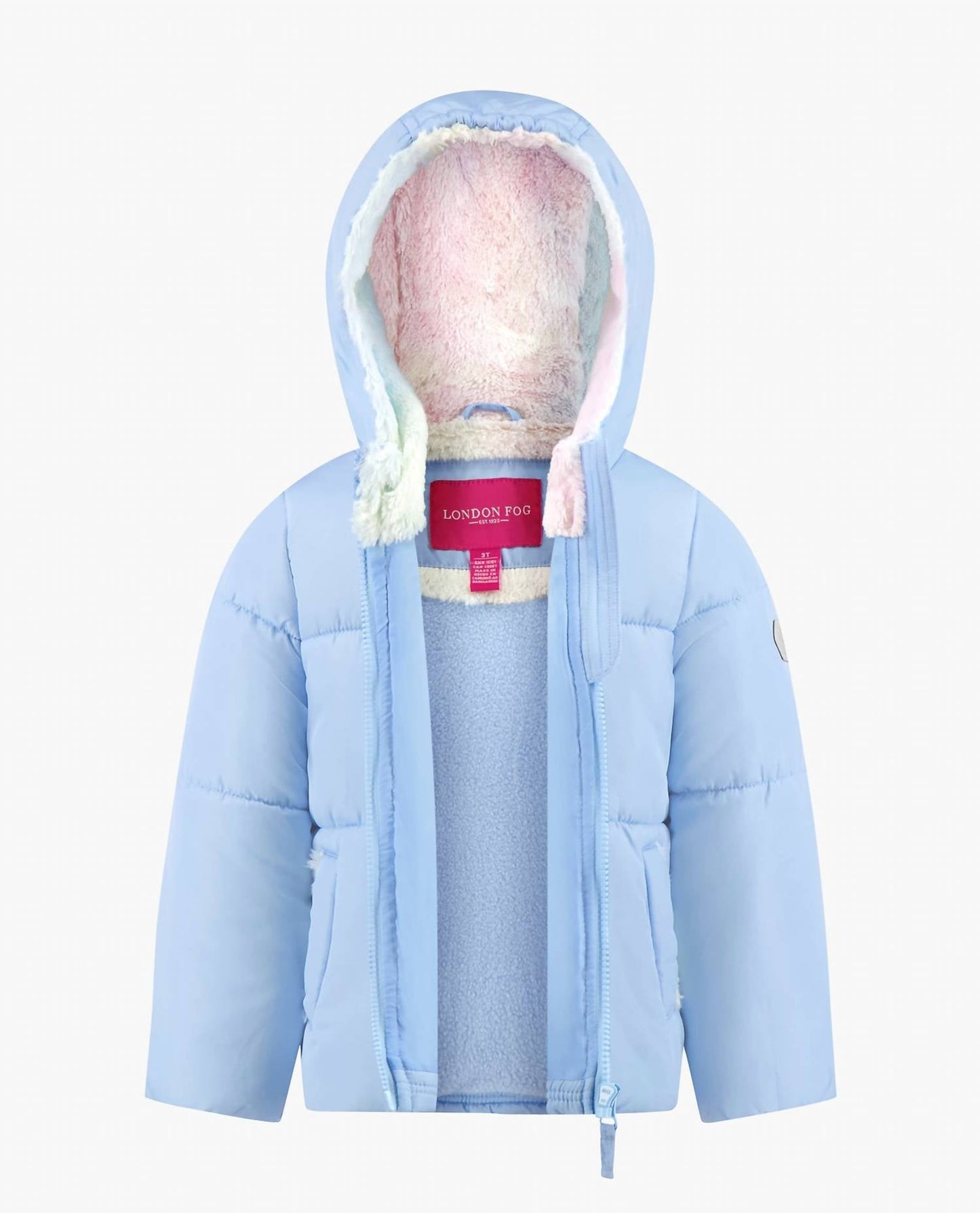 London Fog - Girls Zip-front Hooded Loose Fit Puffer Jacket