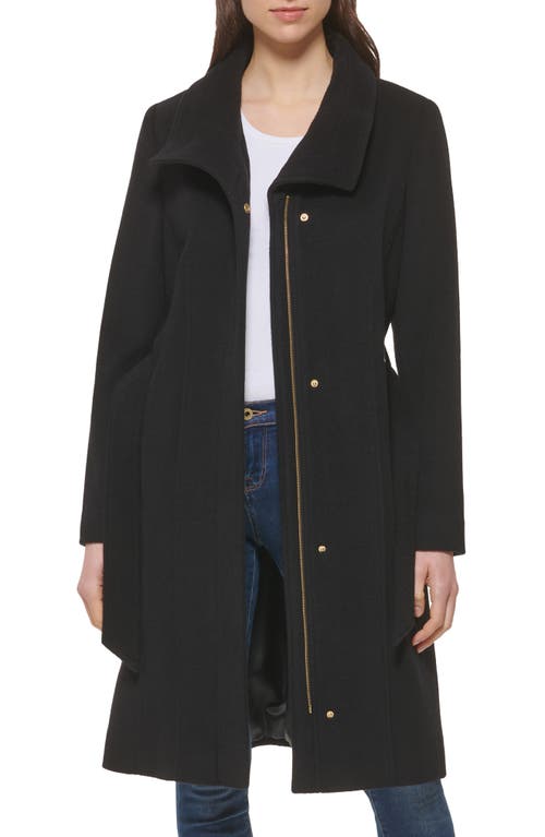 Cole Haan Signature Slick Belted Wool Blend Faux Wrap Coat in Black Size 10