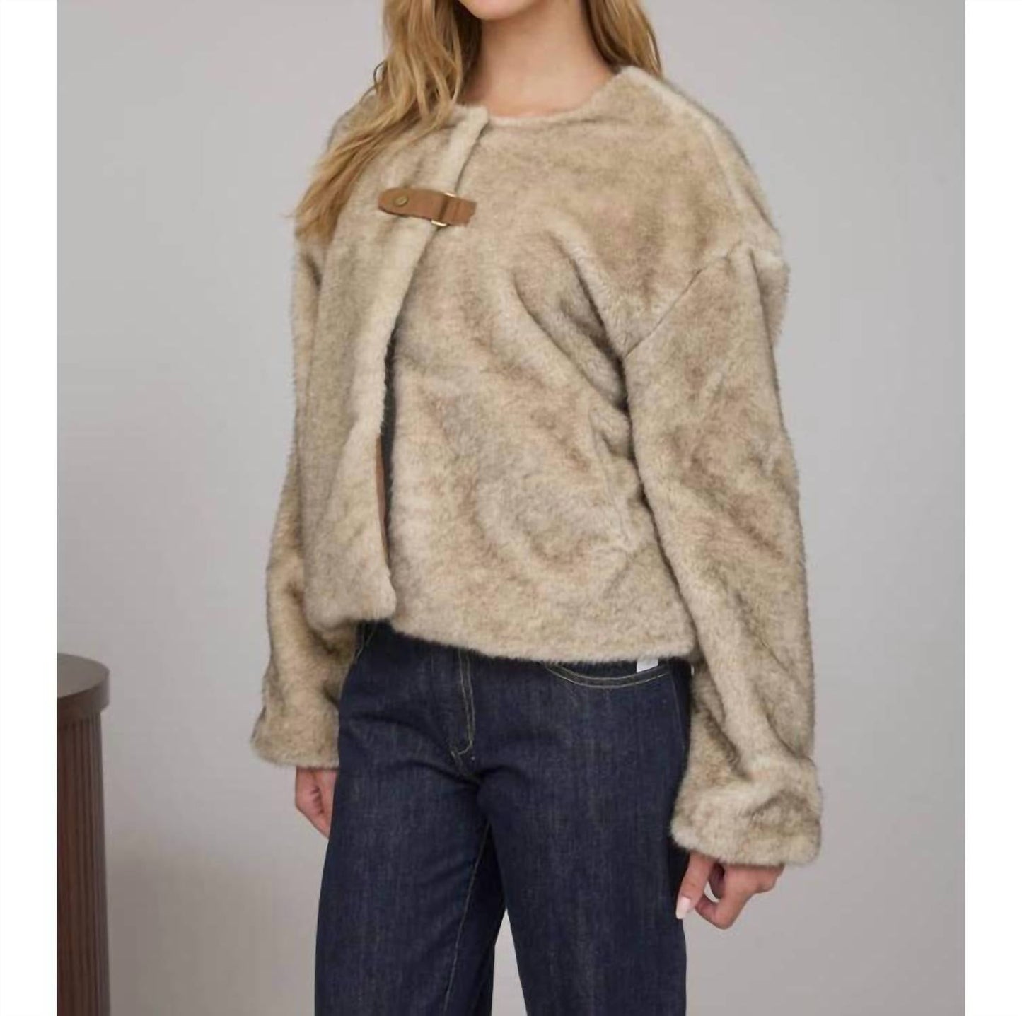 Blu Pepper - Faux Fur Front Tab Coat