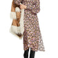 Topshop Floral Print Balloon Sleeve Open Back Dress in Black, Size 6 Us
