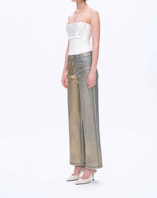Bayeas - Metallic High Rise Wide Leg Jeans