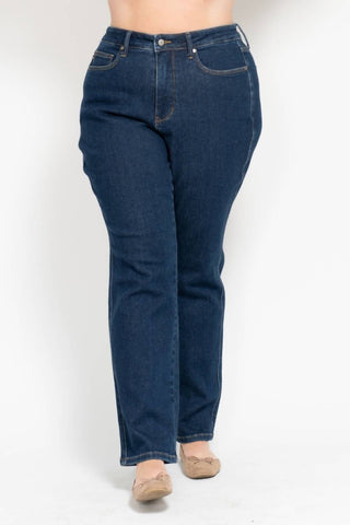 Judy Blue - Calça jeans reta com controle de barriga e cintura alta