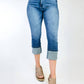 Judy Blue - High Waist Tummy Control Cuff Capri Jeans