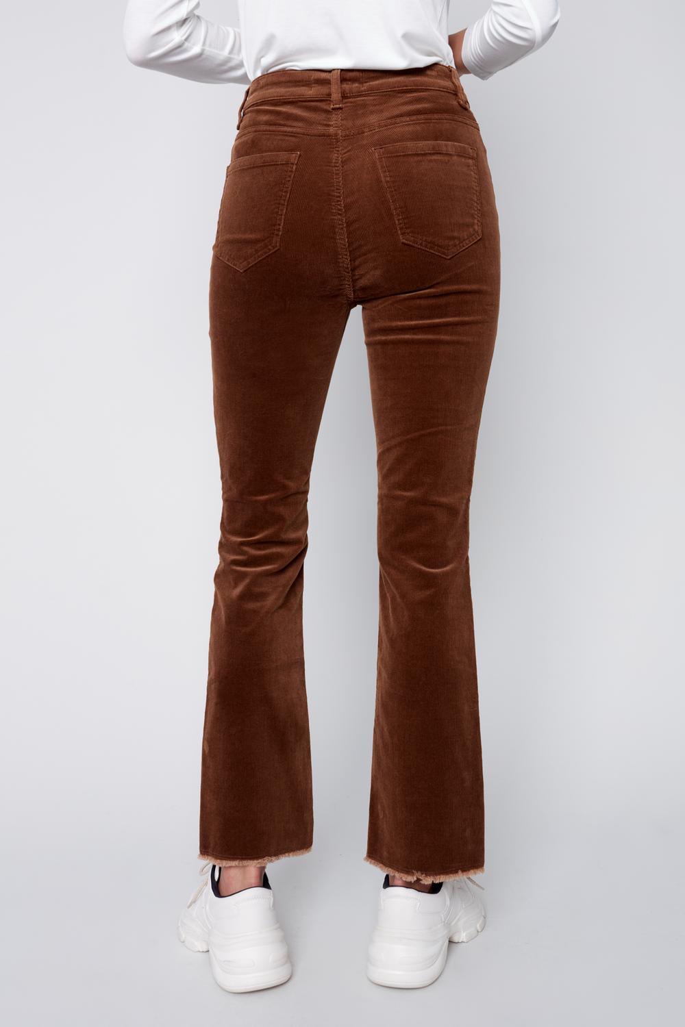 Charlie B - Corduroy Asymmetrical Hem Bootcut Leg Pants