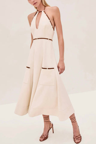 Alexis - Arden Twill Halter Midi Dress
