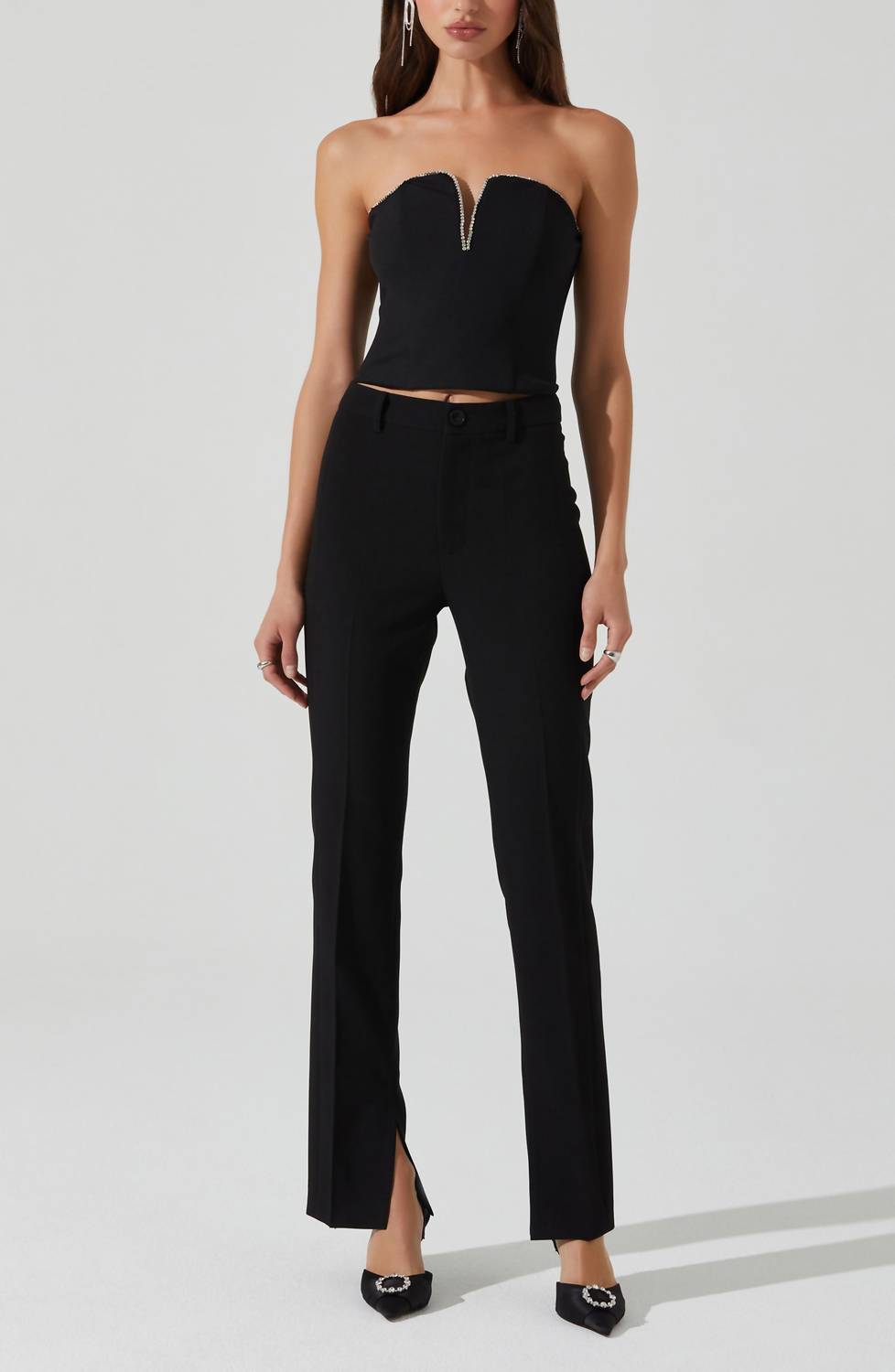 Astr - Amell Strapless Rhinestone Trim Top