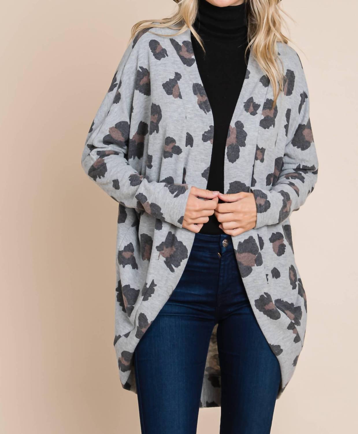 Bombom - Animal Print Knit Cardigan