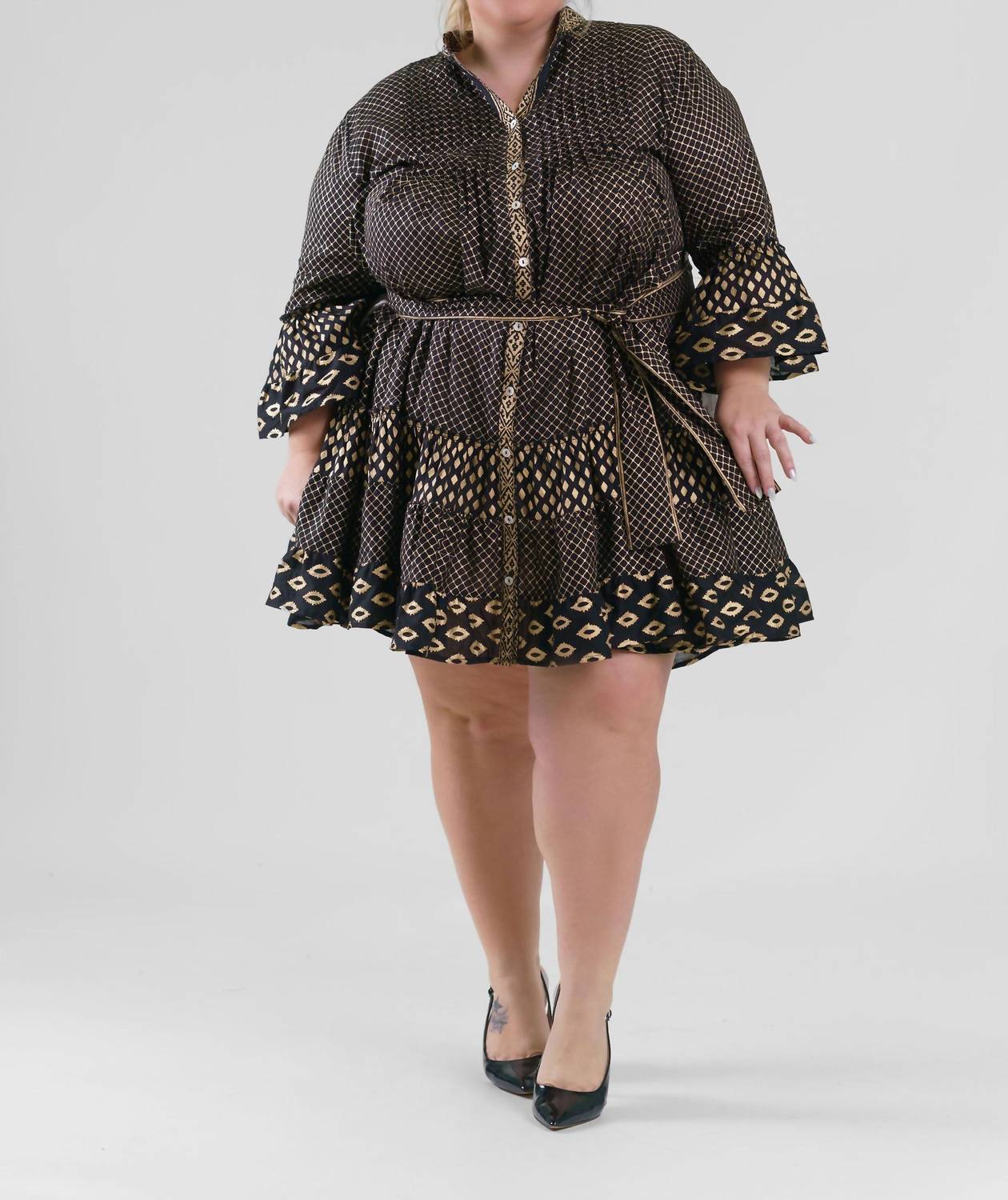 Pep'S Cannes - Short Net Print Mini Dress - Plus