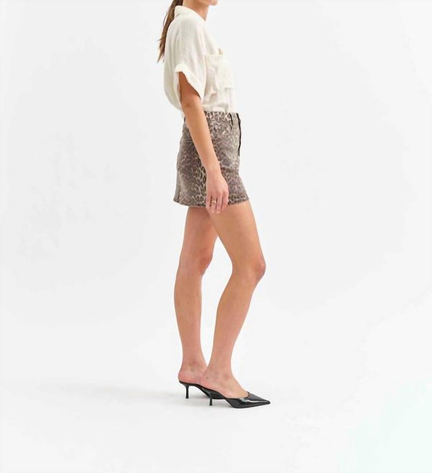 Daze - Malibu Mini Cheetah Denim Skirt