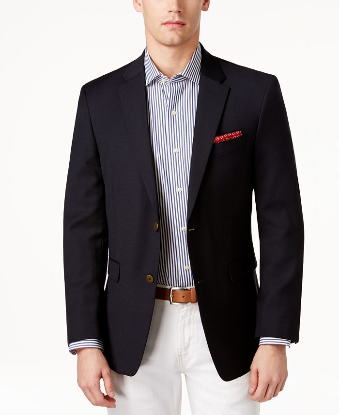 Blazer Tommy Hilfiger Masculino Trim Fit Azul Tamanho 40