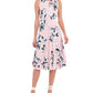 Vestido midi floral plissado feminino London Times, rosa, tamanho 12
