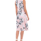 Vestido midi floral plissado feminino London Times, rosa, tamanho 12