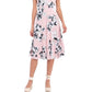 Vestido midi floral plissado feminino London Times, rosa, tamanho 12