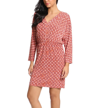 Vestido estampado feminino London Times com manga dolman, laranja, tamanho 6