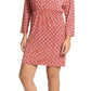 Vestido estampado feminino London Times com manga dolman, laranja, tamanho 6