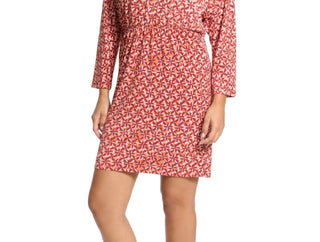 Vestido estampado feminino London Times com manga dolman, laranja, tamanho 6