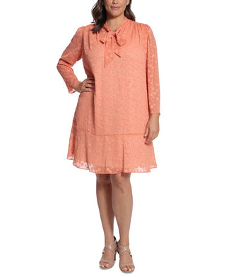 Vestido feminino com decote em V e manga curta, tamanho pequeno, laranja, London Times